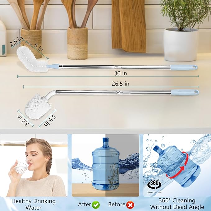3 Gallon and 5 Gallon Water jug Cleaning Brush, Extra Long Water Bottle Carboy Brush