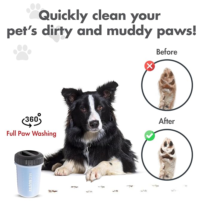 Dexas Lidded MudBuster Portable Dog Paw Cleaner, Medium, Pro Blue