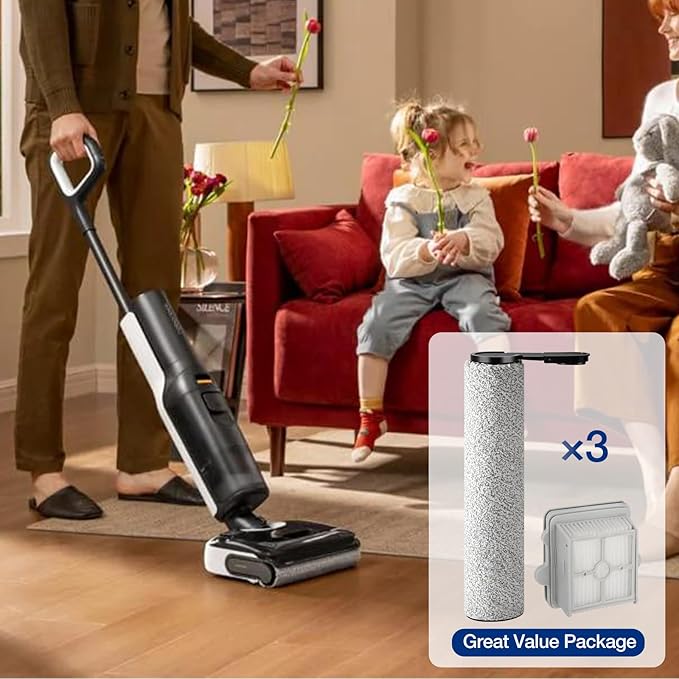 F25 Brush Rollers and HEPA Filter for Roborock F25/F25 ACE/F25 ALT/F25 LT/F25 RT/F25 GT Cordless Wet Dry Vacuum Cleaner, 3 Brush Rollers, 3 HEPA Filters, 1 Water Tank Brush, 1 Cleaning Brush
