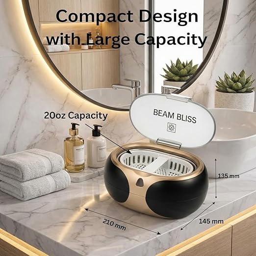 40W Professional Ultrasonic Jewelry Cleaner with 3-Minute Auto Timer, 42kHz to 48kHz Gold Jewelry Cleaner, Glasses, Watches & Mouth Guard Cleaner, 20oz, 304 Stainless Steel Tank