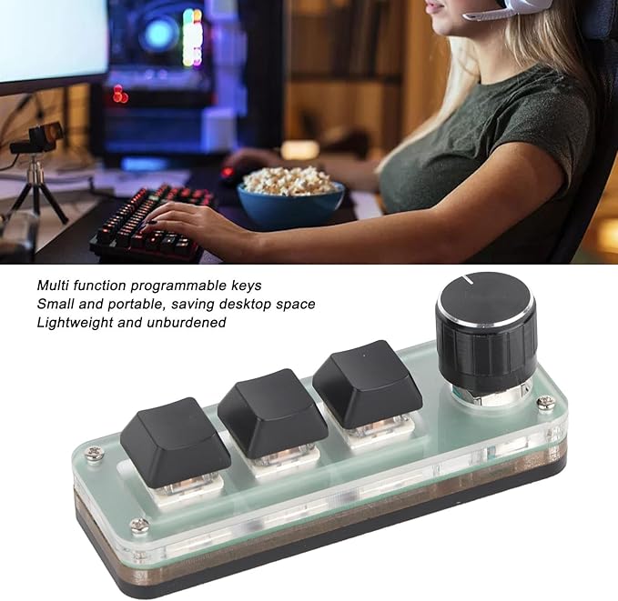 Mini Mechanical Keyboard, Programmable USB Macro Pad, RGB Backlight Gaming Keypad with DIY Programming and Knob Control