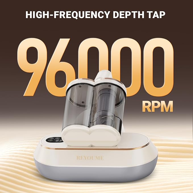 Mattress Vacuum Cleaner 13Kpa Bed Vacuum Cleaner with 253.7nm UV-C Light 149℉ Heating Dual Cup Widen Suction Port Handheld Vacuums for Bed, Sofa, Couch(White)