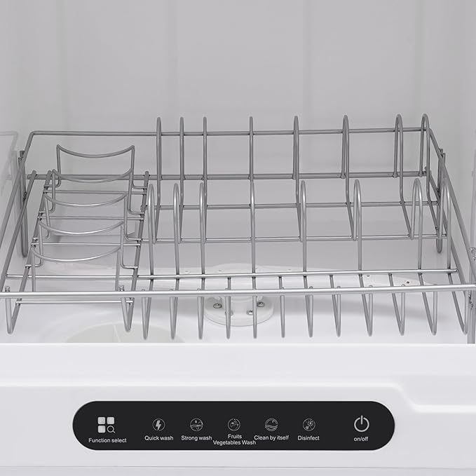 Portable Countertop Dishwashers, 800W Automatic Compact Dishwasher Mini Countertop Dishwasher with 5 Washing Programs and 161.6℉ Hot Air Drying for Home, Apartment, RV
