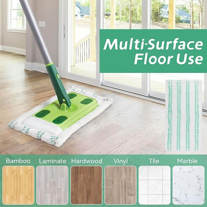 Microfiber Mop Pads Replacement for Quick Shine Hard Surface Floor Polish Mop: Washable & Reusable Pad,Wet Dry HardFloor Cleaning Refills Pad（2 Pack）