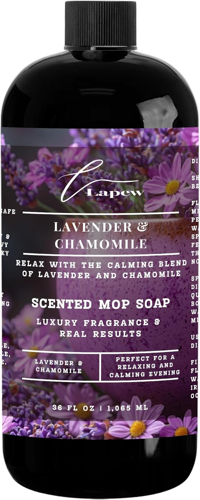 Luxury Floor Cleaner, Scented Mop Soap Concentrate | Hard Floor Cleaner for Tile, Vinyl, Laminate, LVP & Sealed Hardwood | Low-Foam, Streak-Free | 36 oz | Lavender Chamomile