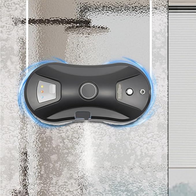 Window Cleaning Robot, Automatic Water Spray Window Washer Robot 2800Pa Strong Suction Smart Window Cleaner, Remote Control Window Washer Robot for Windows, Tiles, Glass Door (Black)