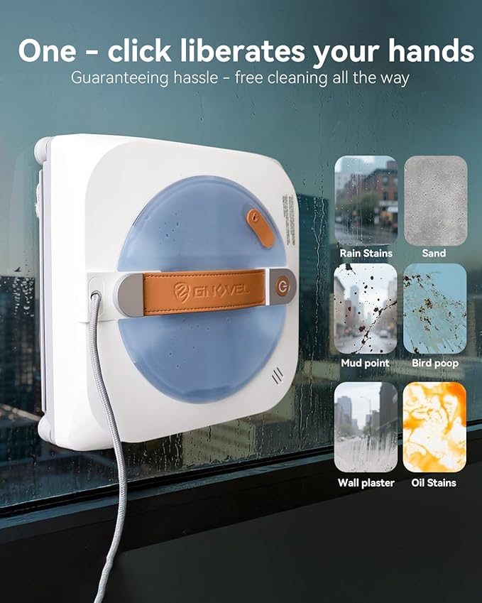 Window Cleaning Robot with 8000Pa, 2025 Upgraded Window Cleaner Robot with Intelligent Path Planning, 15-Stage Anti-Fall, App/Remote Control for Glass, Edge Detection System, Tile & Windows