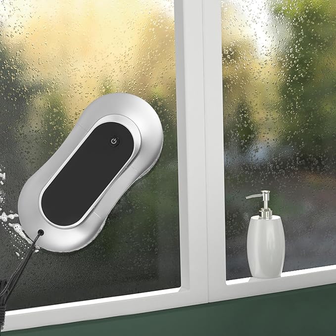 Window Cleaning Robot, Smart Glass Windows Cleaner Machine Window Washer with Automatic Water Spray, Strong Suction, Remote Control for Windo.w/Glass Door/Tiles (Sliver)