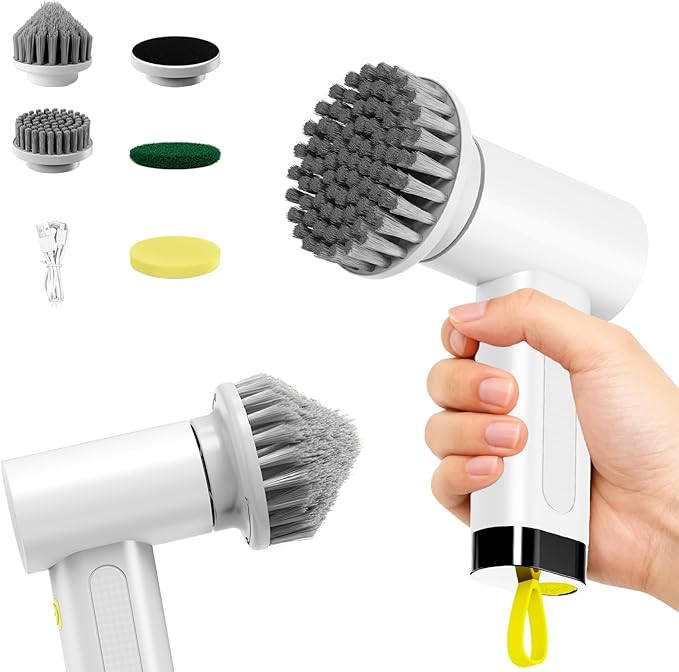 Electric Spin Scrubber, Cordless Cleaning Brush，IPX7 Waterproof Bathroom Scrubber with Adjustable Extension Handle & Battery Level Display for Bathroom Kitchen Car (ECB-S2)