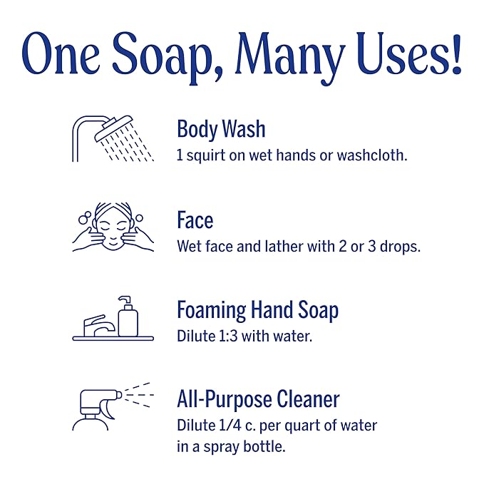 Dr. Bronner's Magic Soap-Pure-Castile Liquid Soap Refill (Rose 32 ounce, 2-Pack)-Regenerative Organic Certified Oils, For Body, Hair, Laundry, Pets & Dishes, Concentrated, Vegan, Non-GMO