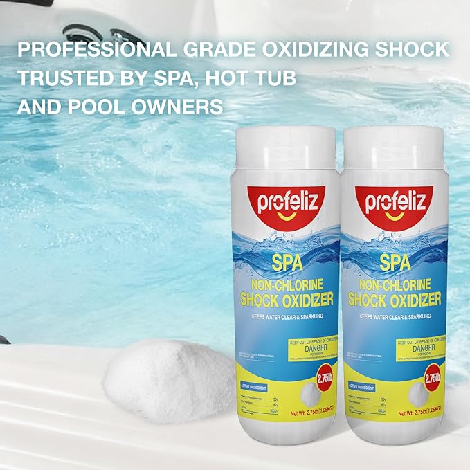 PROFELIZ Non-Chlorine Shock for Hot Tubs, Spas & Pools,Fast-Acting Chlorine-Free Oxidizer Treatment,Clear Cloudy Water,2 Pack, 5.5 lb Total