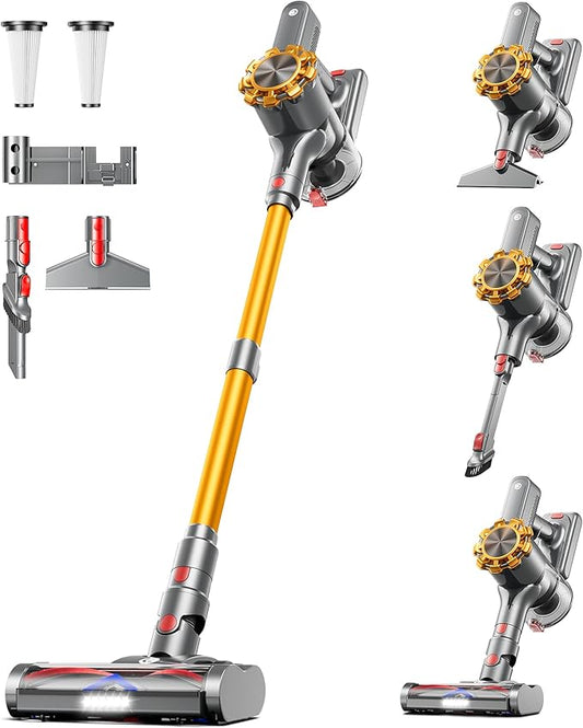 Cordless Vacuum Cleaner, 500W/45Kpa/60Mins Vacuum Cleaners for Home with LED Display, Anti-Tangle Stick Vacuum, 1.5L Dust Cup, 8 in 1 Lightweight Wireless Vacuum for Hard Floor/Carpet/Pet Hair