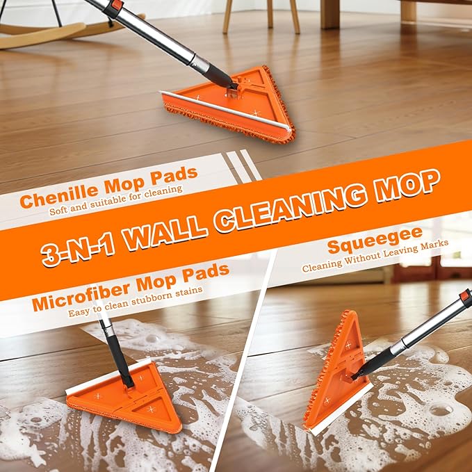 26FT Reach Dusters for Cleaning, Ceiling Fan Cleaner Duster with Extension Pole, Wall and Baseboard Cleaner Mop with Handle for Window Cobweb Fan Blade and High Ceiling