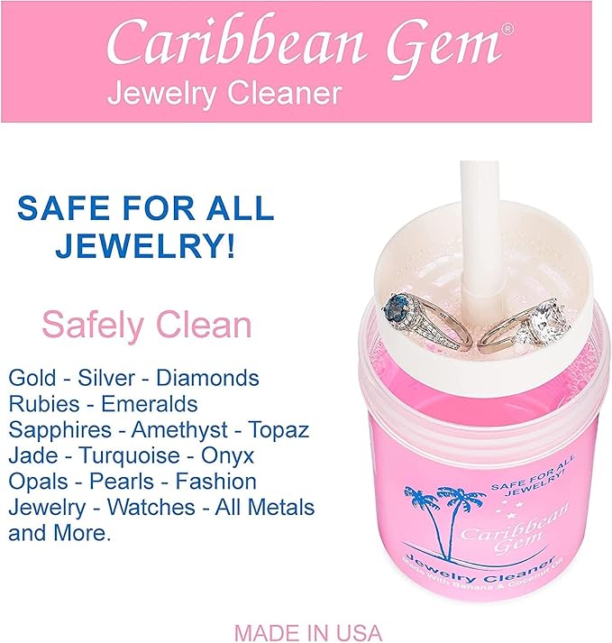 Jewelry Cleaner 16oz & 8oz, Basket, Brush, Polishing Cream & Polishing Cloth - Jewelry Cleaning Kit for All Gold, Silver, Diamonds, Rings, Necklaces, Gems, Precious Stones & Metals