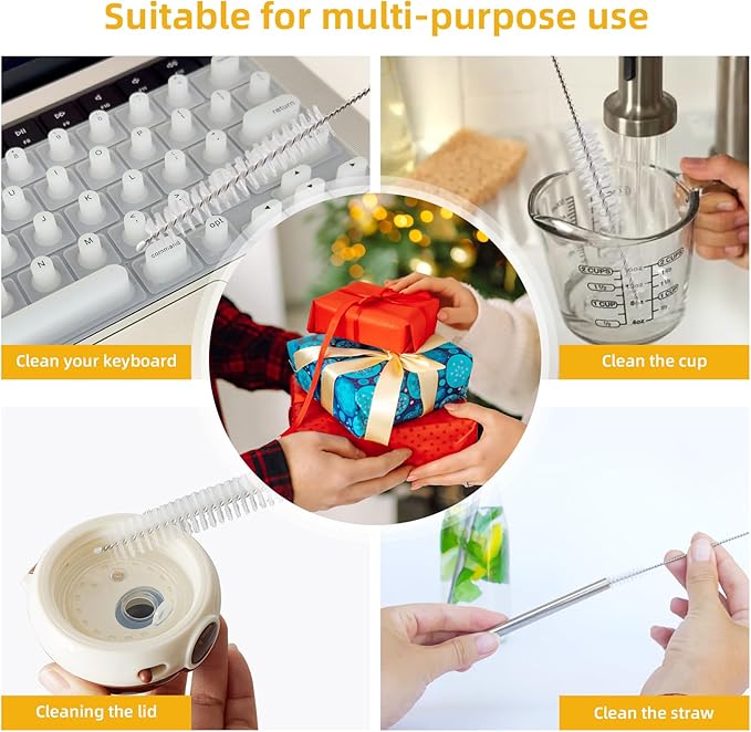 Straw Cleaner Brush Kit 10 pcs, 12 inche Extra Long Sizes of Straw Brushes for 40/30/20/14 oz Stanley Mug, Water Bottle, Sippy Cups, Pipes, Stainless Steel Drinking Straws, Tubes