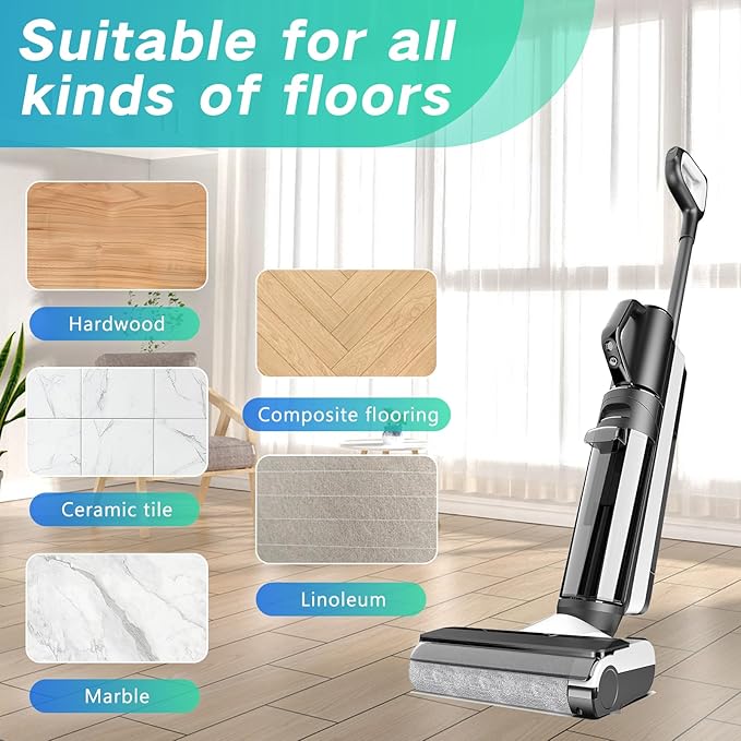 Roller Brush and Filters Replacement Parts for Tineco Floor One S5 Combo/S5 Combo Power Kit Cordless Wet Dry Vacuum Cleaner- 2 Roller Brushes + 4 HEPA Filters + 1 Cleaning Brush (7 Pcs)