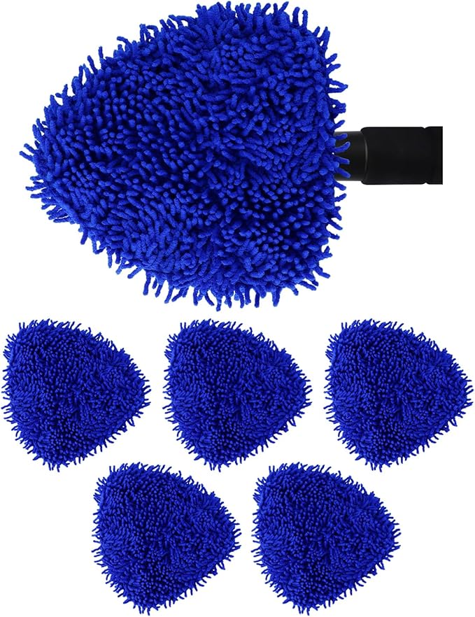 5 Pack Microfiber Pads, Upgraded High-Density Chenille Replacement Heads Cover for Windshield Cleaner Tools, Car Windshield Cleaner Pads, Fit for Window Reach Tool, Handle Not Included (Blue)