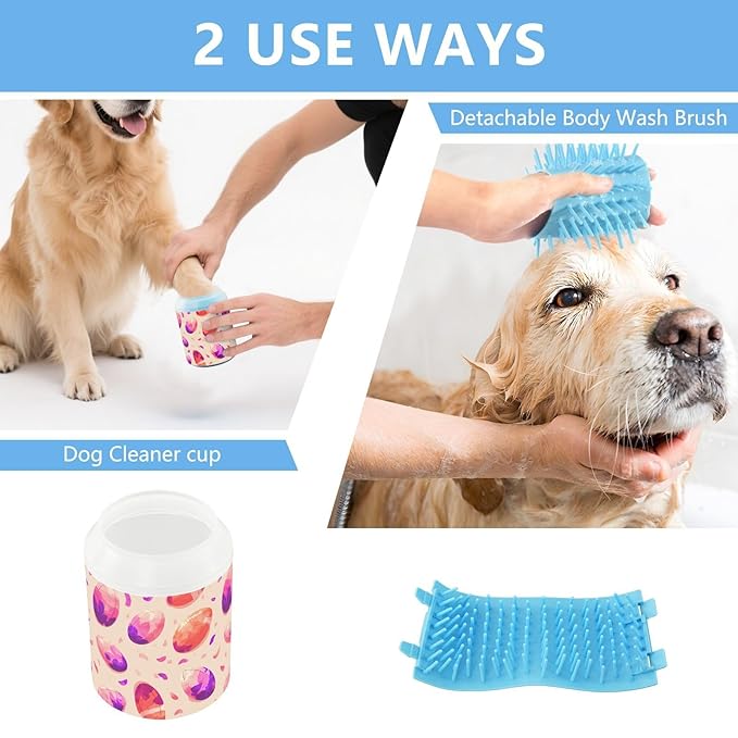 Dog Paw Cleaner Cups for Dogs Pet Foot Washer Paw Scrubber for Small Medium Large Dogs Cats Cleaning Cup Pink Purple Footballs