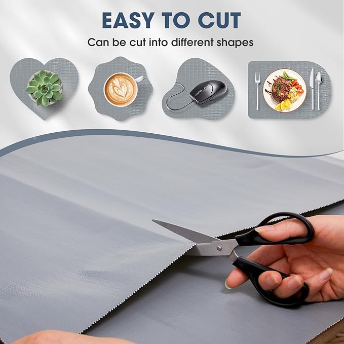 Drawer and Shelf Liner, Non-Slip Kitchen Cabinet Liners Non-Adhesive Thick Strong Grip Waterproof Washable Mats Protect Dresser Shelves Cupboard Bathroom Cabinets, Pure Gray, 18 in X 10 FT