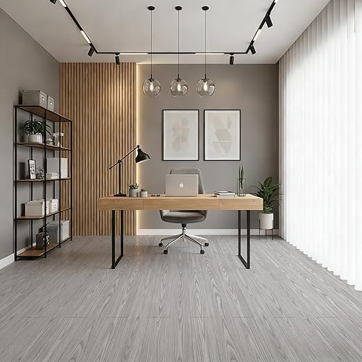 Art3d 15 Sq.ft Peel and Stick Floor Tiles, 10Pcs Luxury Vinyl Plank Flooring Wood Look, 36" × 6" Adhesive and Waterproof Tile Sticker for Bedroom, Living Room, Kitchen, Light Gray