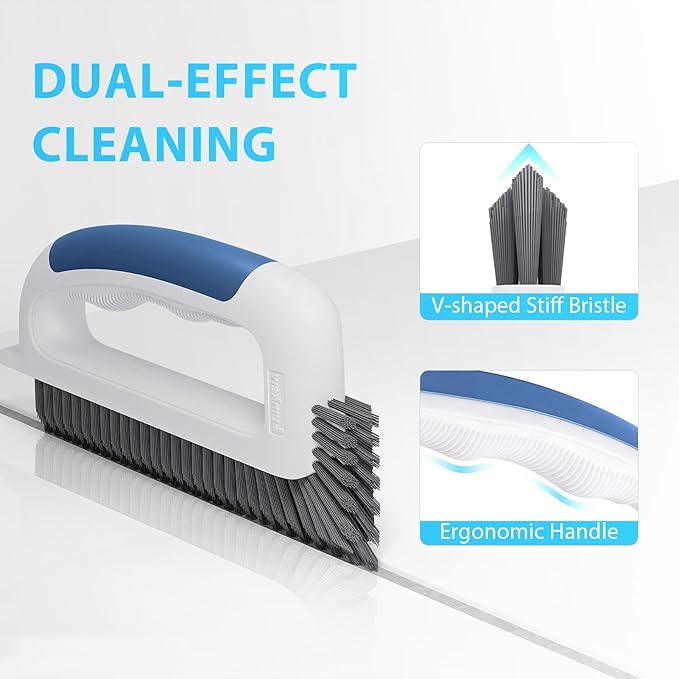 Grout Cleaner Brush for Floors Tile Corner, V Shape Stiff Scrubber Cleaning Bathroom Shower, Blue,1 Pcs