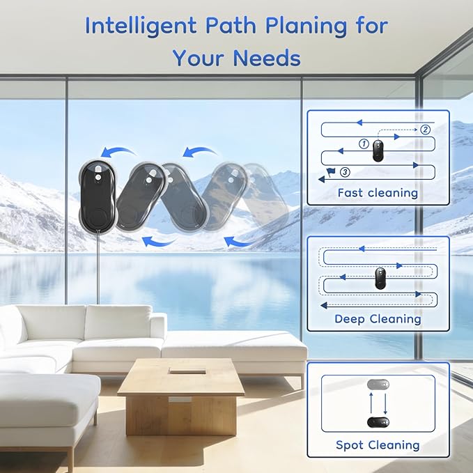 Obito X3 Window Cleaning Robot, Dual Nozzles with Ultrasonic Spray, 5.0 AI Path Planning, Max 3200Pa & Steady-Climbing System, Automatic Edge Detection, Robot Window Cleaner Inside/Outside, Black