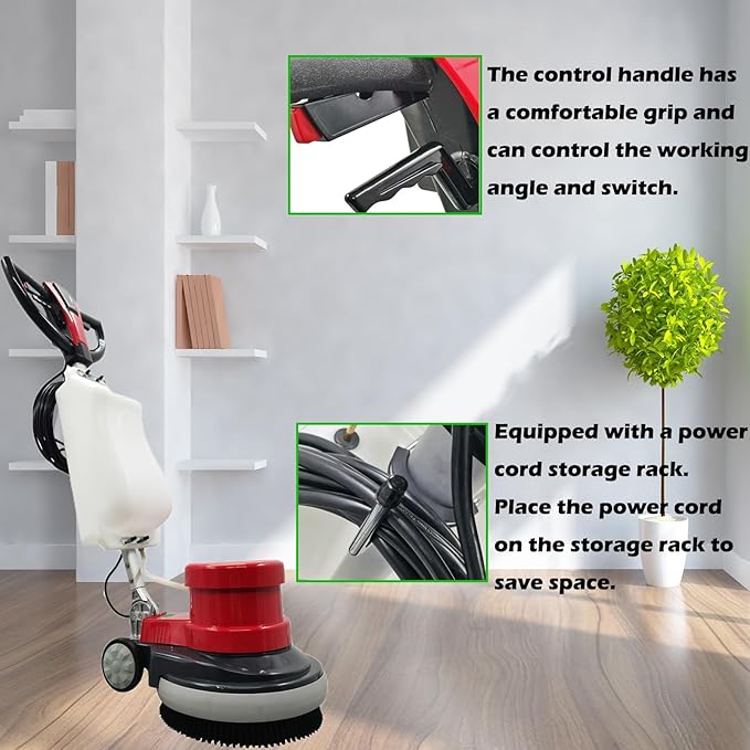 Floor Scrubber Buffer Polisher Commercial Floor Scrubber Machine 17" Tile Floor Cleaning and Polishing Machine 110V 1100W