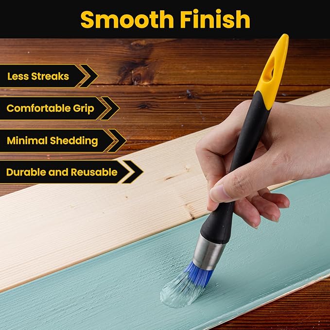 Trim Paint Brush, 0.7 Inch, 3 Pack, Small Round Paint Brushes for Walls, Touch Up, Trim Brushes for Painting, Ergonomic Handles, Trim Painting Tool for Edges, Corners & Detail Work