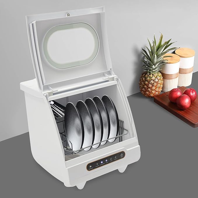 Countertop Dishwasher - Portable Compact with 5 Wash Programs, Tap or Manual Fill for Apartments/RVs/Dorms (White)