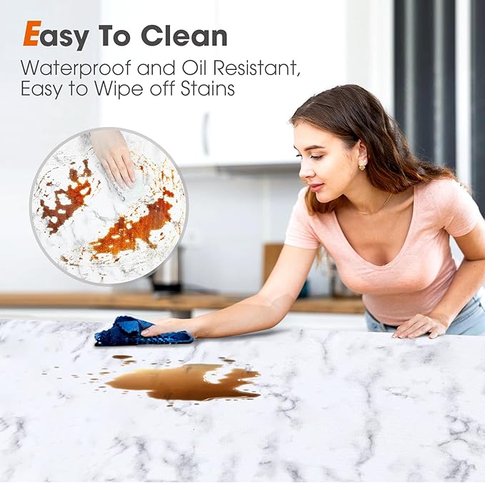 Beautysaid Shelf and Drawer Liner for Kitchen Cabinet, Non Adhesive Non Slip Shelf Paper Waterproof Washable Thickened for Dresser Pantry Shelve Bathroom Protector Liner(Marble,18 in x 30 FT)