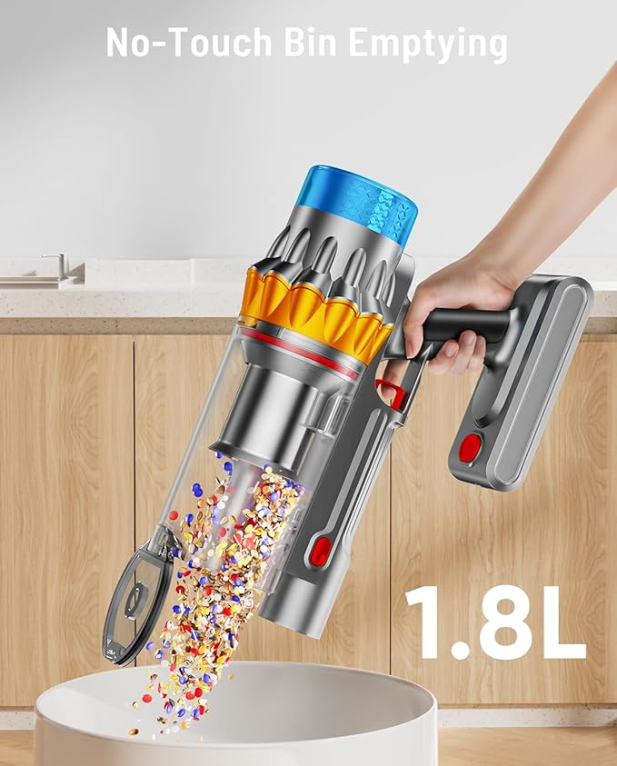 Cordless Vacuum Cleaner, 55KPA 70Min 650W Motor Powerful Vacuum Cleaners for Home, Self-Stand Cordless Stick Vacuum Rechargeable Anti-Tangle/LED Screen/1.8L Cup for Home Pet Hair/Carpet/Hardwood Floor
