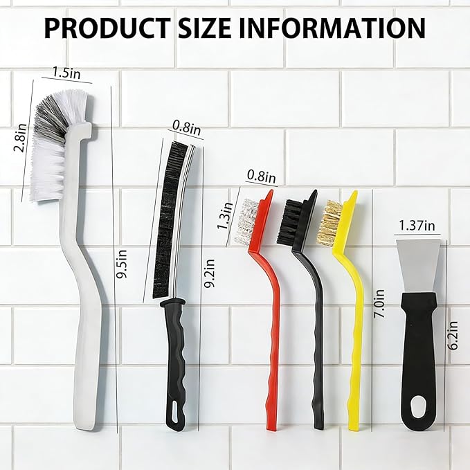 6Pcs Hard Bristle Crevice Cleaning Brush - Thin Gap, Small, Grout, Kitchen, Toilet, Bathroom, Sink, Window Cleaning Tools