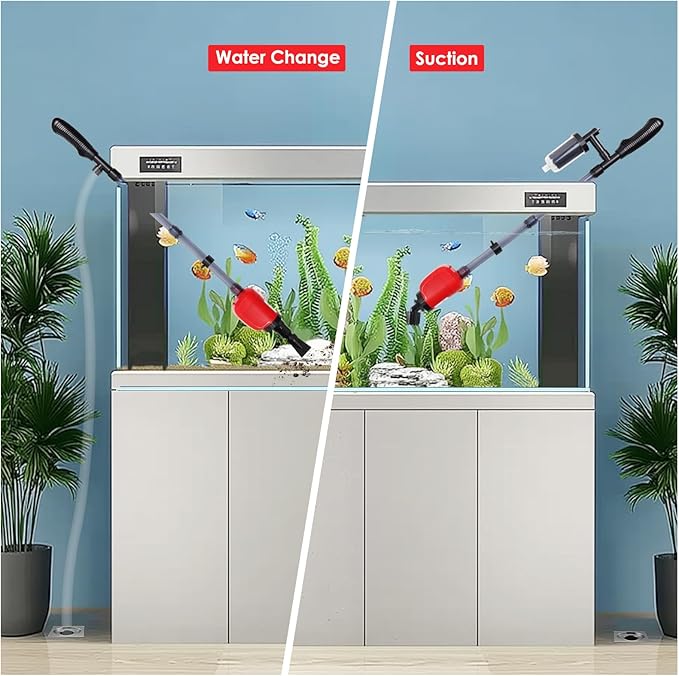 36W Electric Gravel Cleaner for Aquariums, Automatic Fish Tank Vacuum for Water Change & Sand Cleaning, with Adjustable Telescopic Pole for Large Tanks