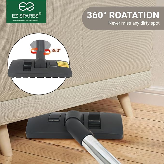 EZ SPARES Universal Vacuum Cleaner Floor Brush Attachment,Compatible with Most Brand,Hoover, Eureka, Rainbow,Shop VAC,Nozzle Tool, 2-in-1 for Hard Floor&Carpet (With An Adapter and Mini Clean Brush)