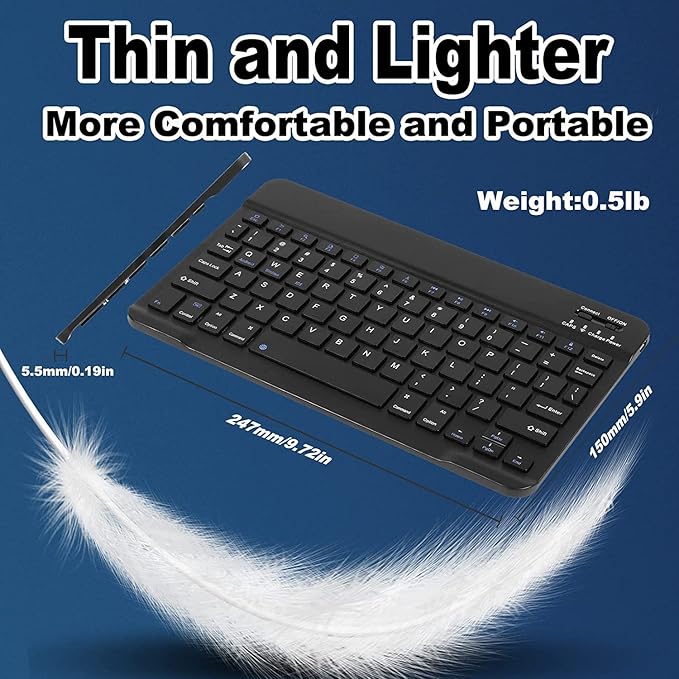 Bluetooth Wireless Keyboard and Mouse Combo,Ultra-Slim Ergonomic Small Rechargeable Bluetooth Keyboard Mouse Set for Apple iPad iPhone Samsung Tablet Phone Android PC Computer Mac Smartphone (Black)