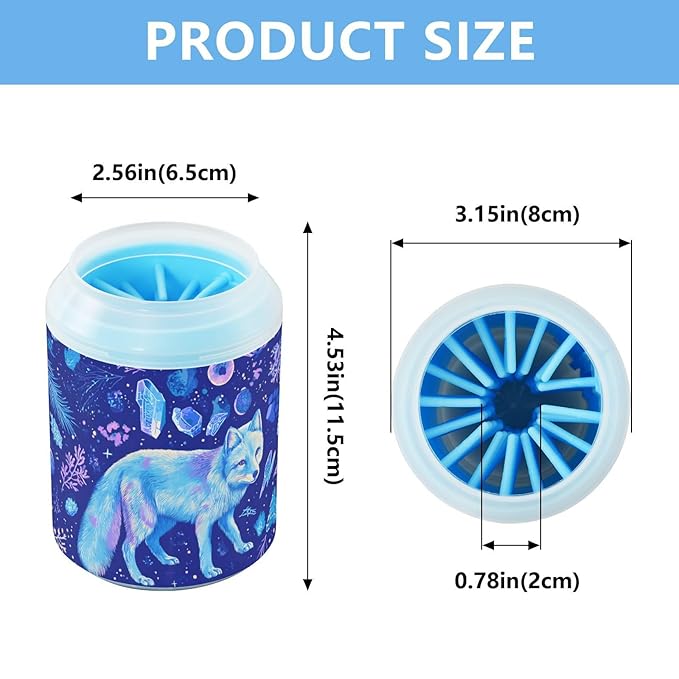 Dog Paw Cleaner Cups for Dogs Pet Foot Washer Paw Scrubber for Medium Small Large Dogs Cats Cleaning Cup Blue Foxes Crystals Plants