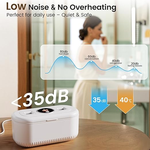 48Khz Ultrasonic Jewelry Cleaner, 30W Ultrasonic Cleaner with 2 UV Lights and Toothbrush Holder, 3 Modes Jewelry Cleaner Ultrasonic Machine with Digital Timer, 12OZ Pod for Eyeglasses (Off White)