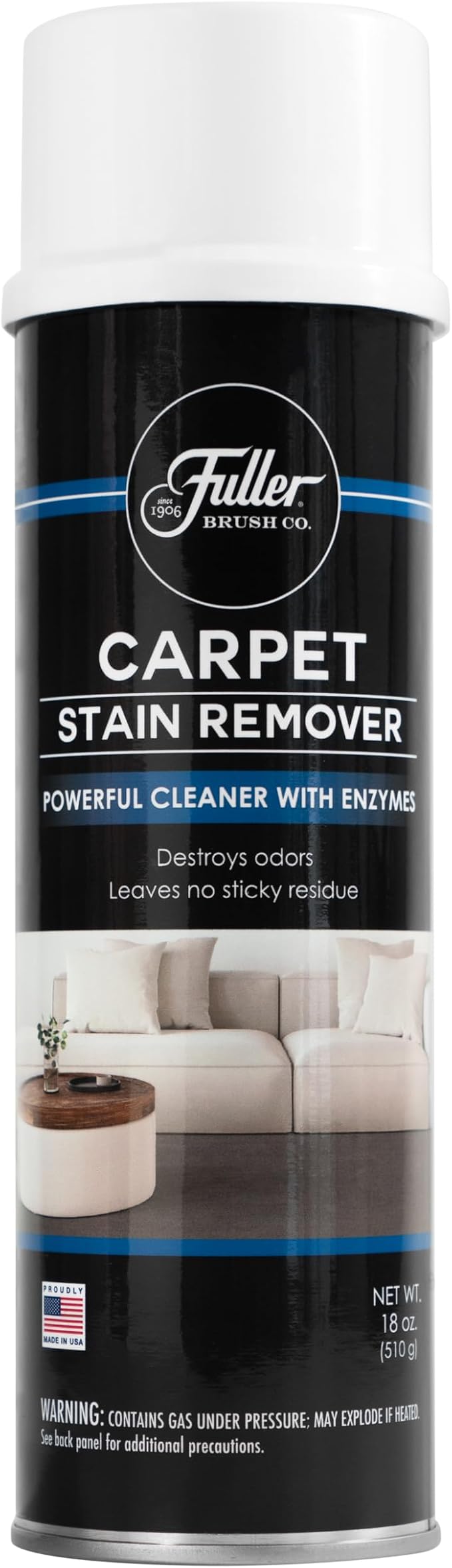 Fuller Brush Carpet Stain Remover – 18 oz Enzyme Foam Spot Cleaner for Carpets, Rugs & Upholstery – Removes Pet Stains, Coffee, Wine, Grease – Odor Eliminating (Pack of 2)
