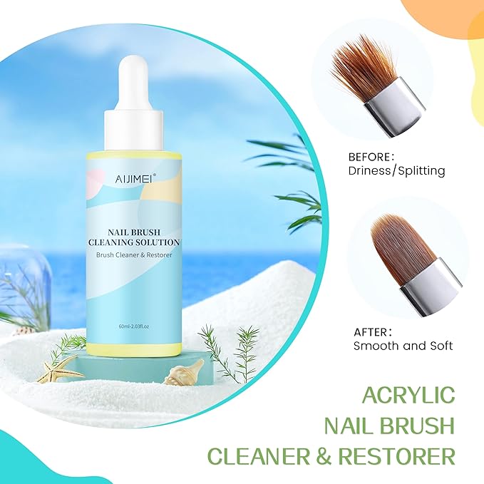 AIJIMEI Acrylic Nail Brush Cleaner Gel, Camellia Gel Nail Brushes Cleaner for Solid Gel Polish Brush Clean and Care Nail Brush Use for DIY and Salon (60ml-Camellia)