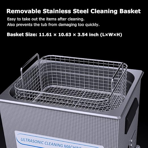 15L Ultrasonic Parts Cleaner Knob Control 40kHz Heated Jewelry Cleaner Ultrasonic Machine (Basket Included)
