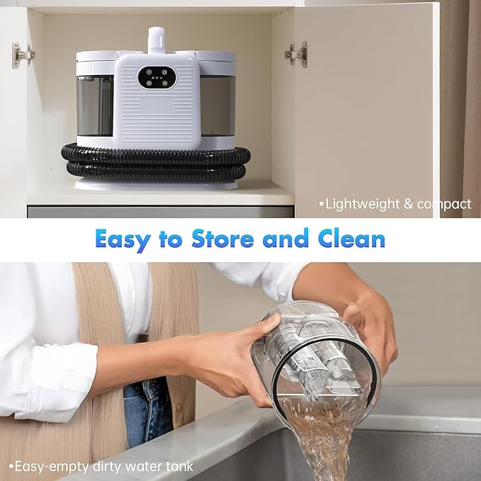 Portable Carpet & Upholstery Steam Spot Cleaner with Heating System 15Kpa Power Suction Deep Spot Cleaning for Pet Stains, Couch, Stairs, Car & Furniture