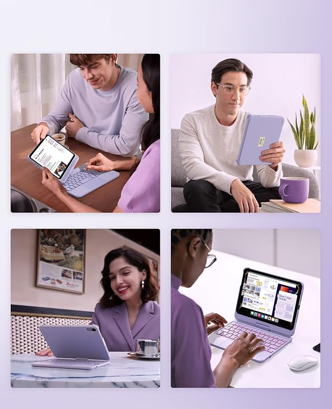 GreenLaw Keyboard Case for iPad mini 7(2024) & Mini 6 (2021) 8.3", Smart Touchpad, 7 Color Backlit, Type-C Rechargeable, 360° Rotate Keyboard Case for iPad mini 7th/6th Generation, Purple