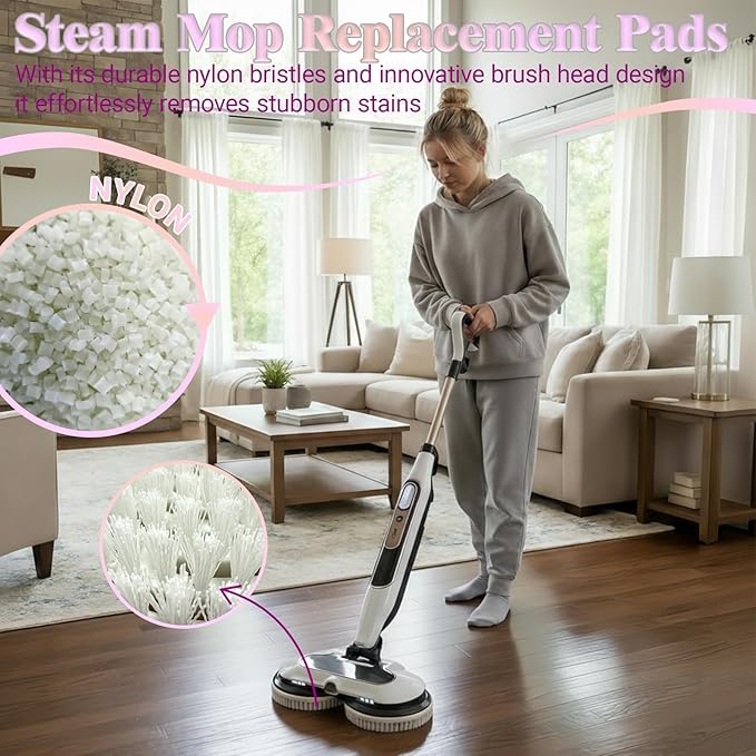 Steam Cleaner Mop Replacement Brush Heads for Shark steam and Scrub mop S7000 S7201 S7005 S7020 S7001C S7000AMZ S8001, Upgraded Scrubbing & Polishing Pads for Deep Cleaning Hard Floors, 2 Pack White