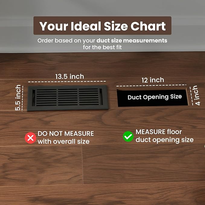 EMPIRE REGISTER CO Linear Design, Heavy Duty Floor Vent Covers, Metal Damper Attached. Vent Covers for Floor only. (Floor, Textured Black, 4 x 12 inch (Pack of 1))