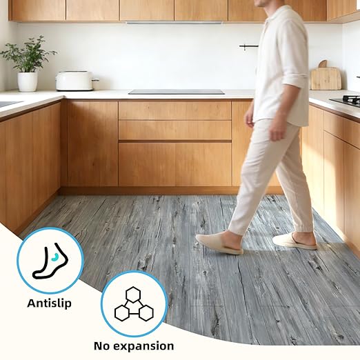 Art3d 15 Sq.ft Peel and Stick Floor Tiles, 10Pcs Luxury Vinyl Plank Flooring Wood Look, 36" × 6" Adhesive and Waterproof Tile Sticker for Bedroom, Living Room, Kitchen, Dust Grey