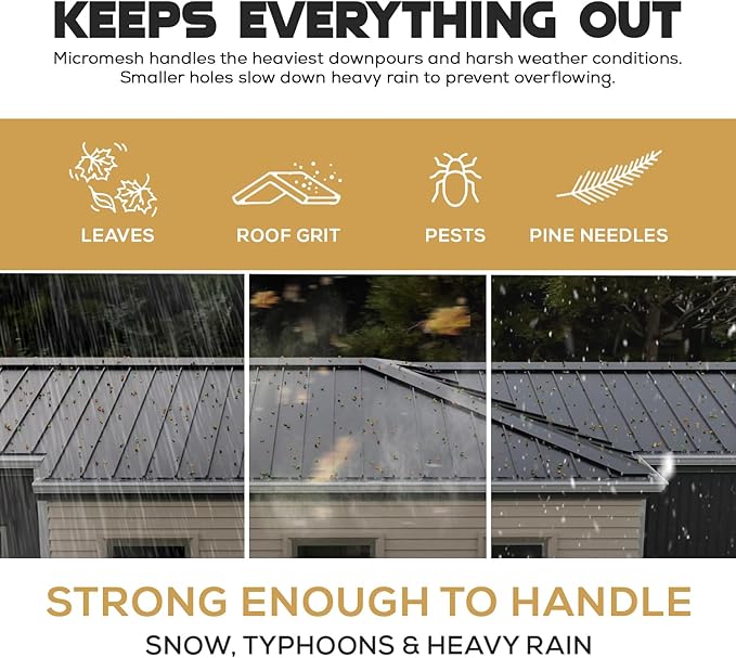 Micromesh 6 inch Gutter Guards Leaf Protection, 50 Feet Musket Brown, Stainless Steel Mesh, Aluminum Gutter Covers, Contractor Grade Gutter Guard from Manufacturer