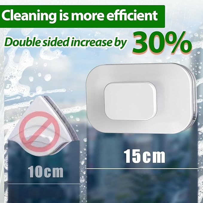 Magnetic Windshield Cleaner Tool,Windshield Magnetic Car Window Cleaner, Double-Sided Window Cleaner Glass Wiper, Triangle Shape, White(Glass 3-10mm)