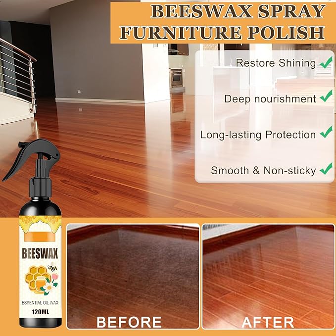 2PCS Beeswax Spray,Natural Furniture Polish,Beeswax Spray Cleaner,The Original Micro Molecularized Beewax Care Restorer for Living Rooms,Kitchens,Wood Furniture Floors