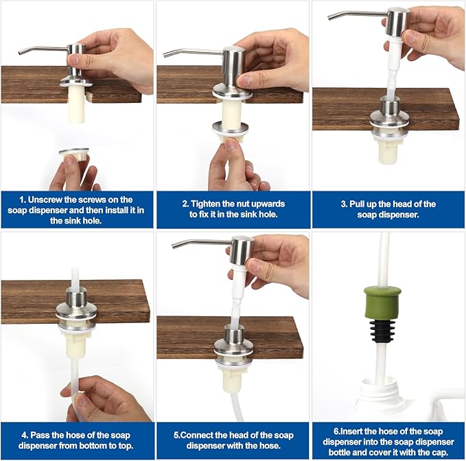 Dish Soap Dispenser for Kitchen Sink Built in Soap Dispenser Pump with 47" Extension Tube Kit Brushed Nickel
