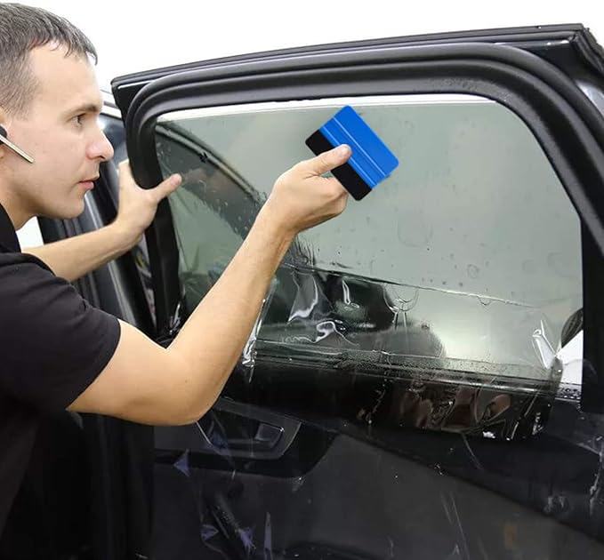 Durable Black Felt Edge Vinyl Squeegee Tool 4-Inch, Car Vinyl Film Wrapping Decal Window Tint Work, Professional Scratch Free Squeegee (Pack of 3)